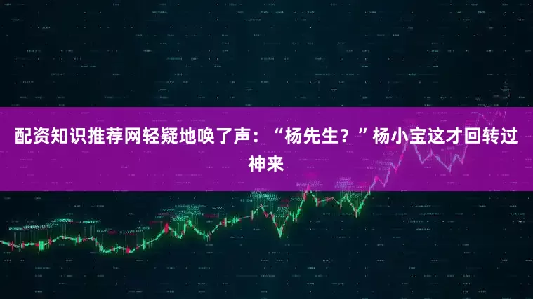 配资知识推荐网轻疑地唤了声：“杨先生？”杨小宝这才回转过神来