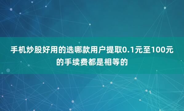 手机炒股好用的选哪款用户提取0.1元至100元的手续费都是相等的